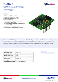 Thumbnail of document Data Sheet - EL-OEM-3  OEM Packaged Voltage Data Logger